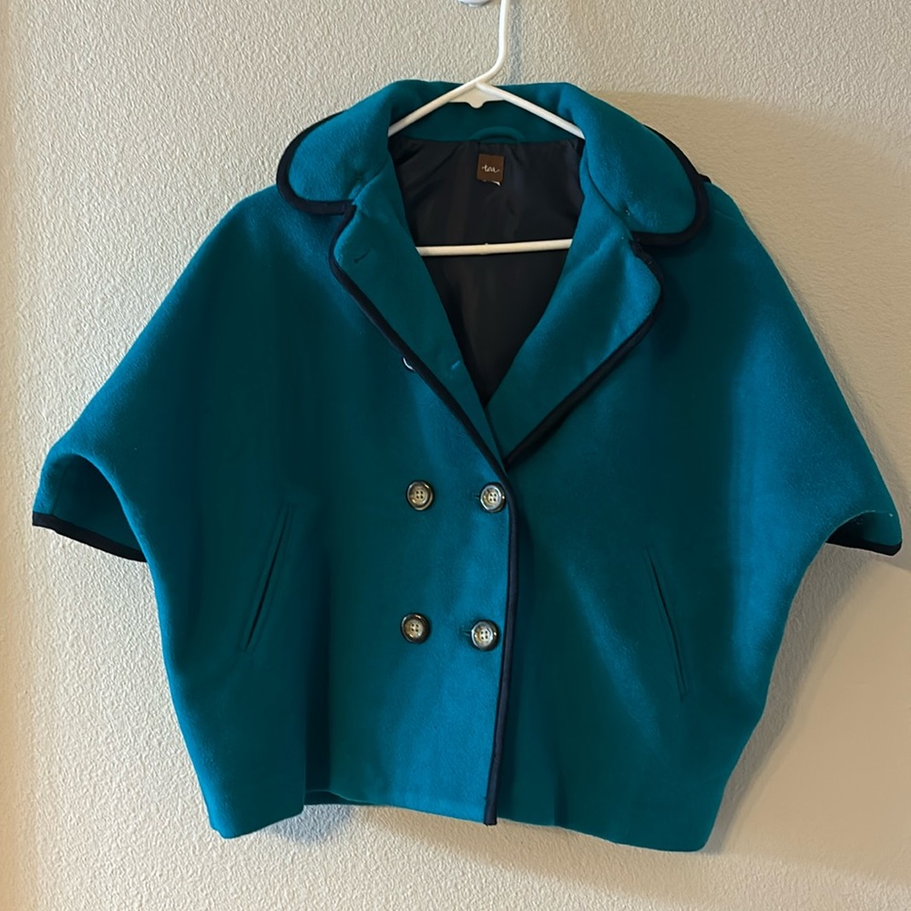 Tea Double Breasted Collard Hooded Cape